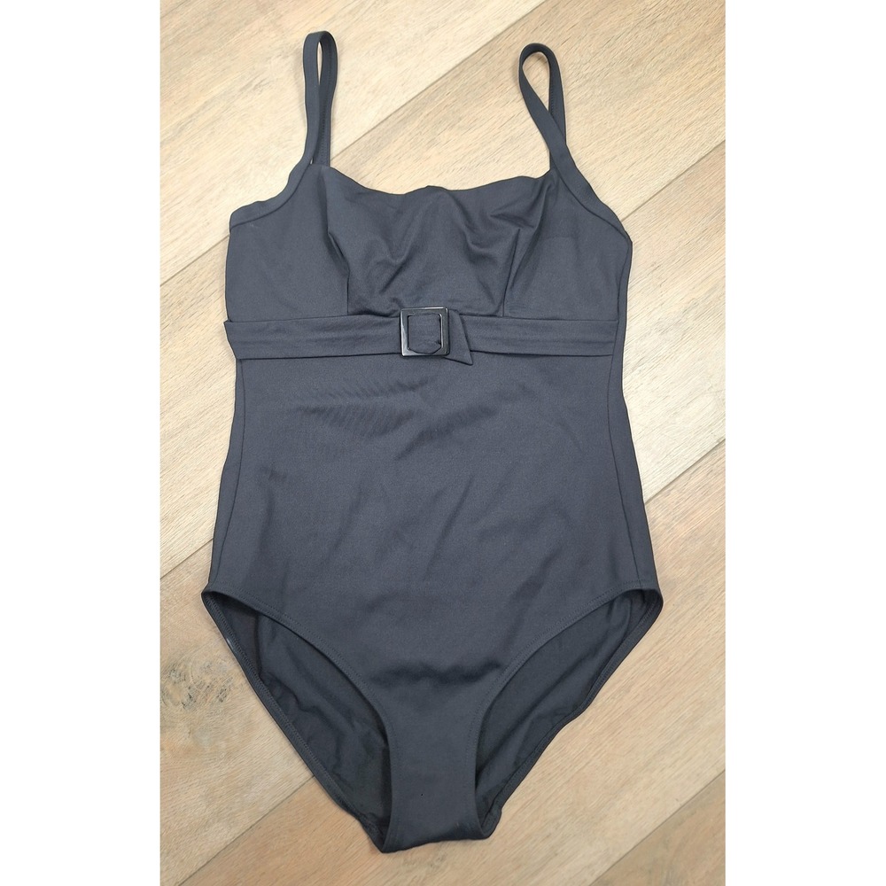 Rasurel Black Belted One Piece Swimsuit Underwire Adjustable Straps FR 95 US 38